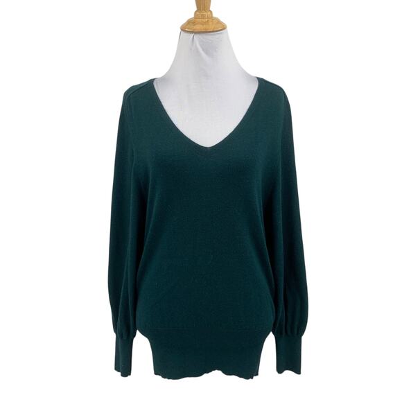 Splendid Sweater Womens XS Extra Small Spruce Cashmere Blend Blouson Sleeve - Picture 1 of 11